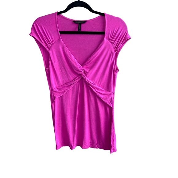 BCBGMaxAzria Fuchsia V Neck CrossWrap Sleeveless Top Size Medium - Picture 1 of 6